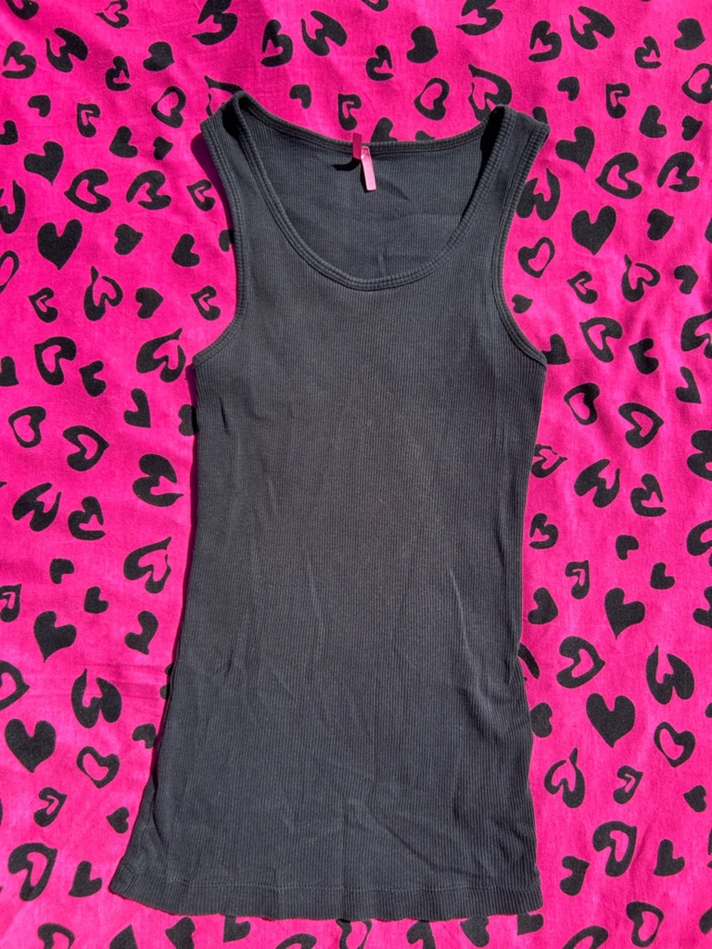 lola Black Ribbed Scoop Tank Top